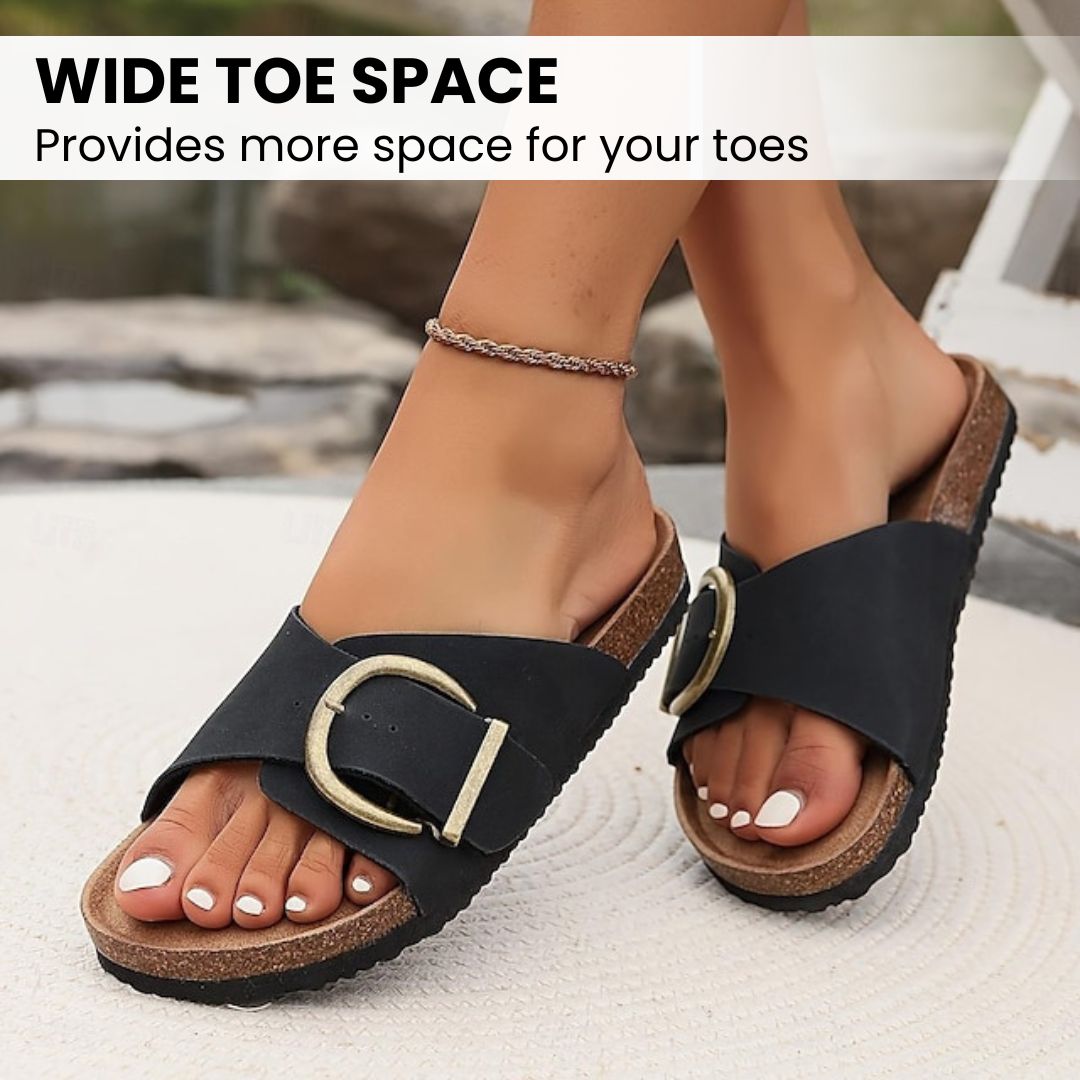 OrthoMia - Pain-relieving cork sandals with buckle belt design for women - Limited Edition (Buy One, Get One Free)