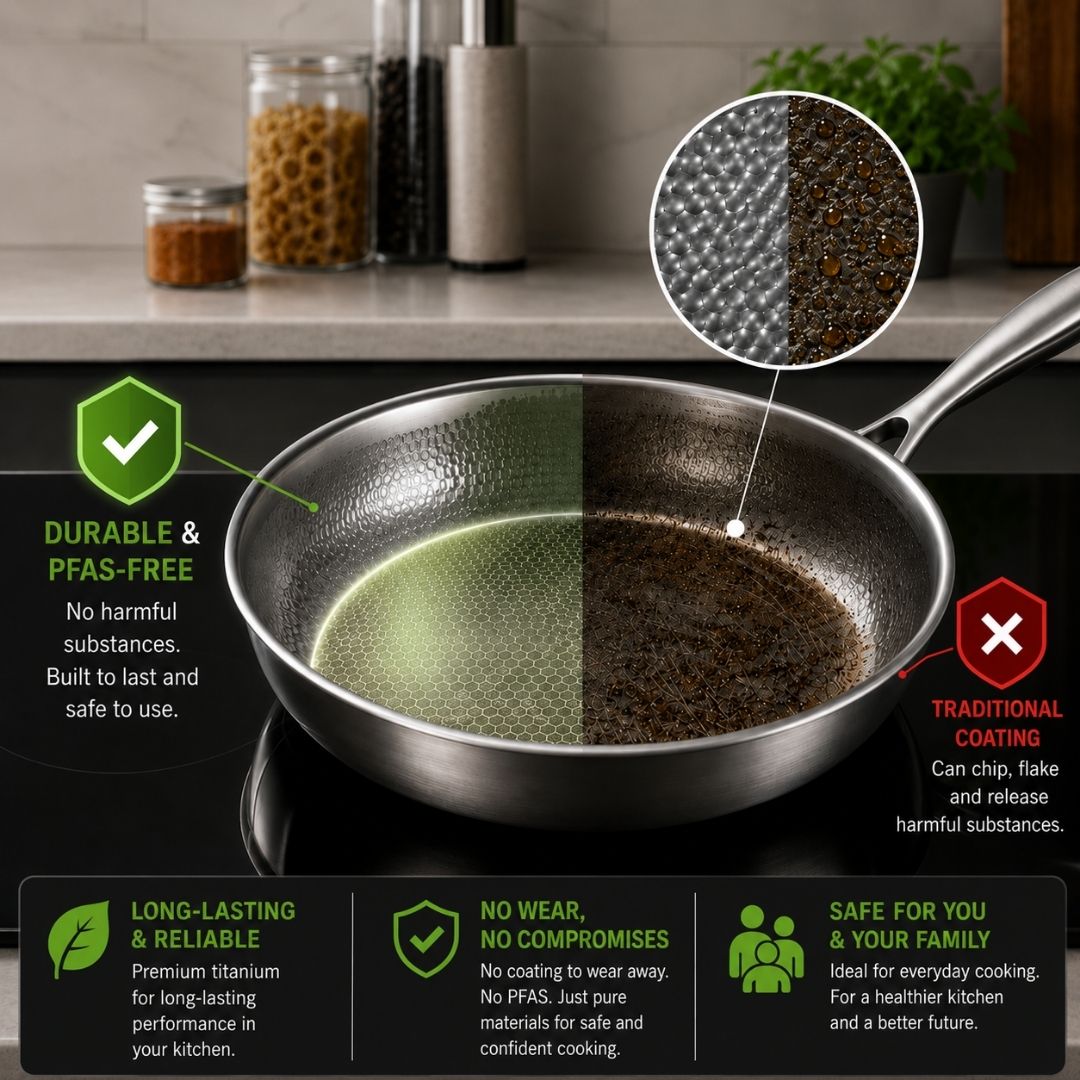 TitanPure Pro – Titanium pan without non-stick coating, PFAS- and PTFE-free | 30 cm