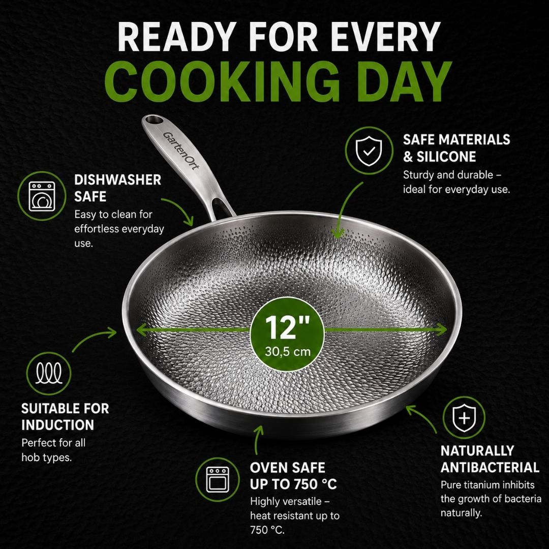 TitanPure Pro – Titanium pan without non-stick coating, PFAS- and PTFE-free | 30 cm
