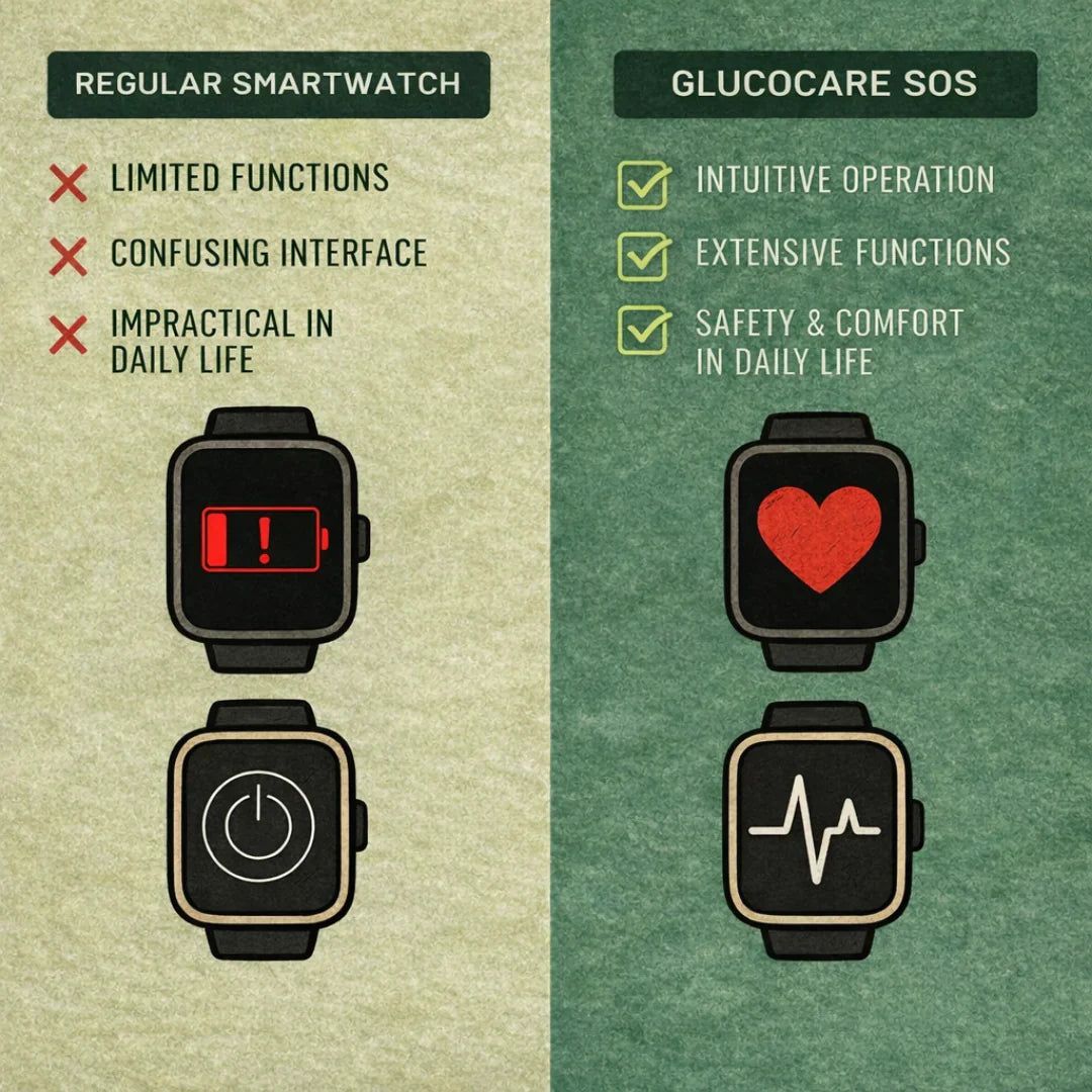 GlucoCare blood sugar health watch – For nutrition, metabolism & blood sugar trends in everyday life